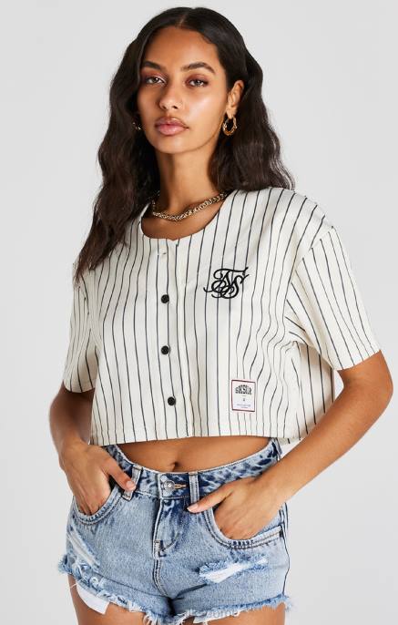 SikSilk ecru crop baseball-paita naiset 6LR833 vaatteet