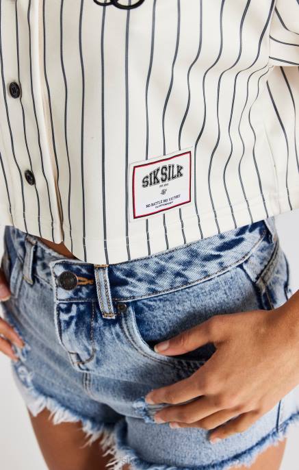 SikSilk ecru crop baseball-paita naiset 6LR833 vaatteet