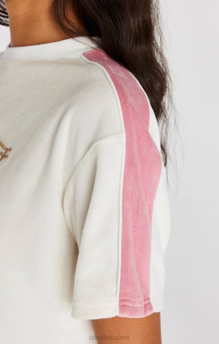 SikSilk ecru velour crop t-paita naiset 6LR838 vaatteet