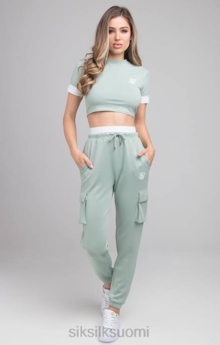 SikSilk green crop t-paita naiset 6LR846 vaatteet