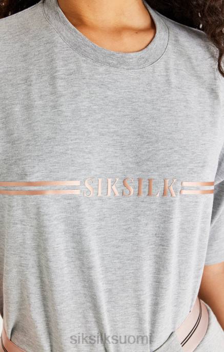 SikSilk harmaa marl box t-paita naiset 6LR872 vaatteet
