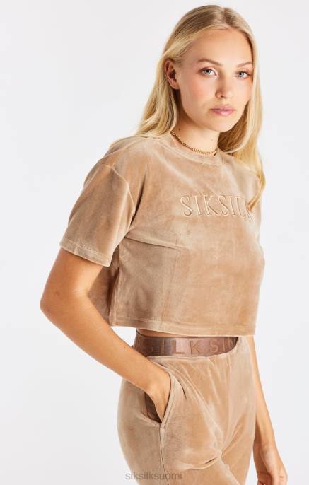 SikSilk kullanvärinen veluurirajattu t-paita naiset 6LR842 vaatteet