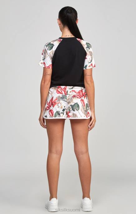 SikSilk musta retro tropics crop t-paita naiset 6LR873 vaatteet