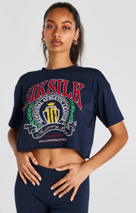 SikSilk navy crop yliopiston t-paita naiset 6LR828 vaatteet