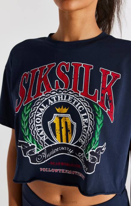 SikSilk navy crop yliopiston t-paita naiset 6LR828 vaatteet