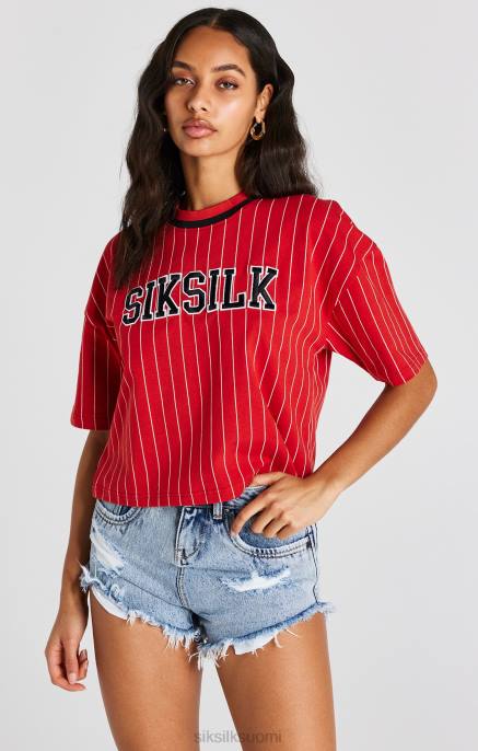 SikSilk punainen baseball-raitainen t-paita naiset 6LR844 vaatteet