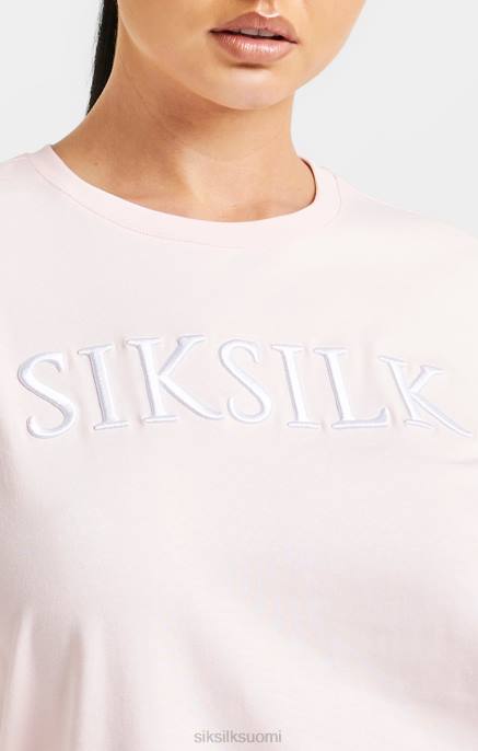 SikSilk vaaleanpunainen kirjailtu poikaystävä t-paita naiset 6LR863 vaatteet