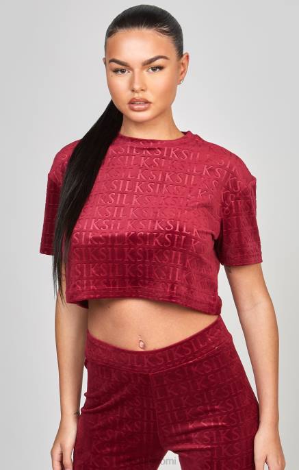 SikSilk vaaleanpunainen velour crop t-paita naiset 6LR862 vaatteet
