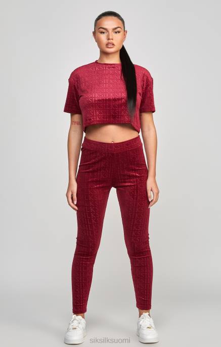 SikSilk vaaleanpunainen velour crop t-paita naiset 6LR862 vaatteet