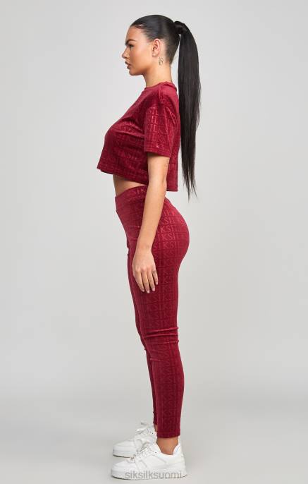 SikSilk vaaleanpunainen velour crop t-paita naiset 6LR862 vaatteet