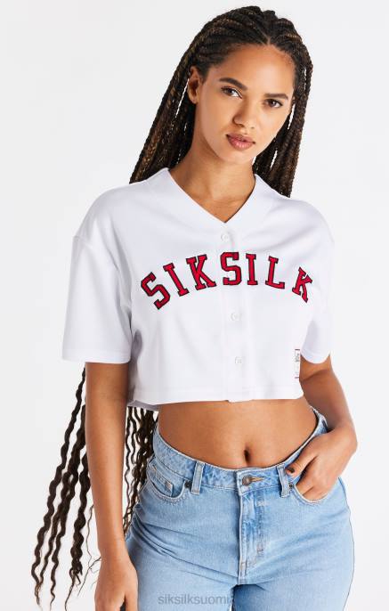 SikSilk valkoinen baseball crop jersey naiset 6LR850 vaatteet