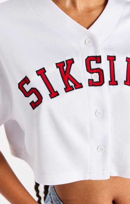SikSilk valkoinen baseball crop jersey naiset 6LR850 vaatteet