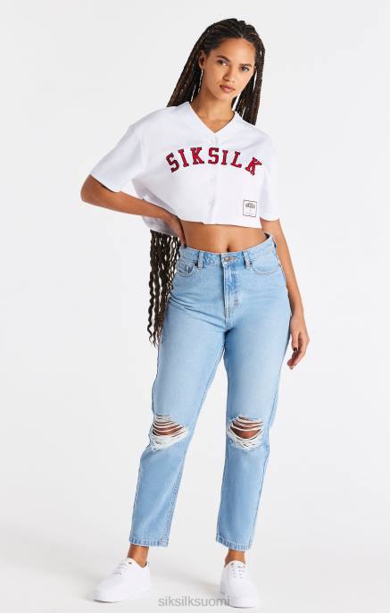 SikSilk valkoinen baseball crop jersey naiset 6LR850 vaatteet