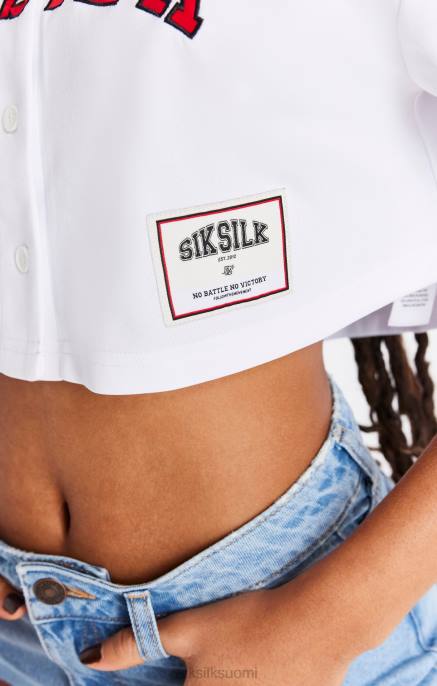 SikSilk valkoinen baseball crop jersey naiset 6LR850 vaatteet