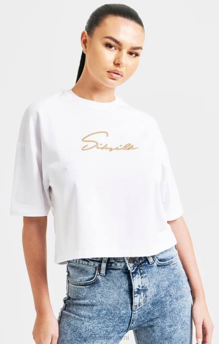 SikSilk valkoinen signature crop t-paita naiset 6LR845 vaatteet