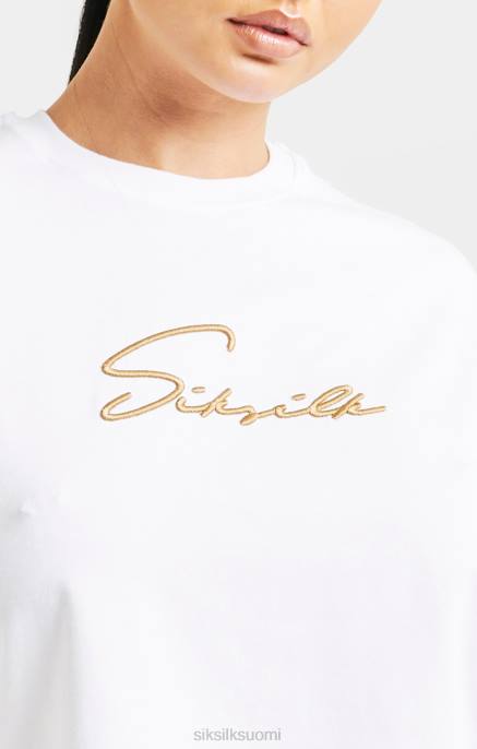SikSilk valkoinen signature crop t-paita naiset 6LR845 vaatteet