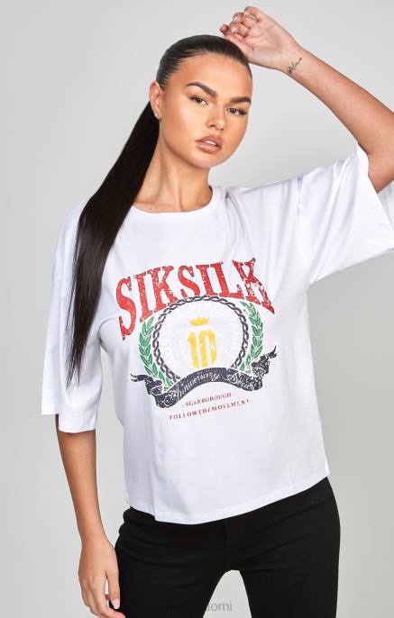 SikSilk valkoinen varsity crop t-paita naiset 6LR853 vaatteet