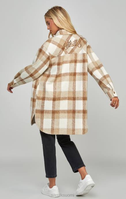 SikSilk beige ruudullinen shacket naiset 6LR8137 vaatteet