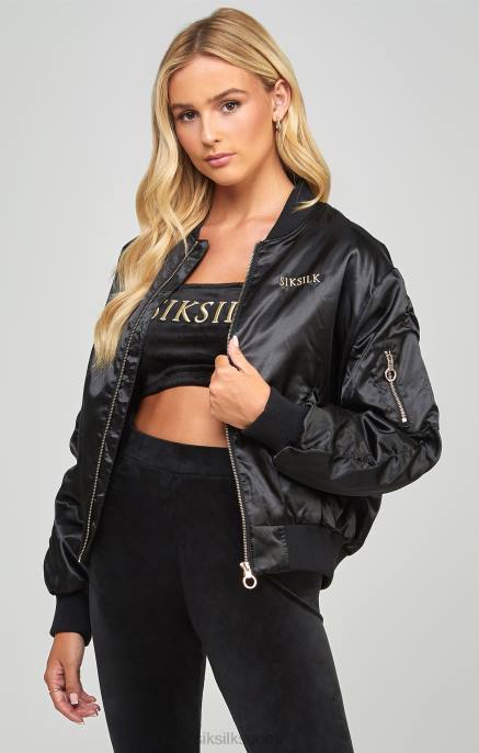 SikSilk kiiltävä ylisuuri bomber-takki naiset 6LR8136 vaatteet