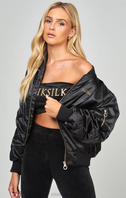 SikSilk kiiltävä ylisuuri bomber-takki naiset 6LR8136 vaatteet