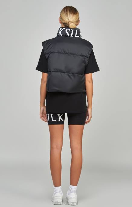 SikSilk musta leikattu neule naiset 6LR8132 vaatteet