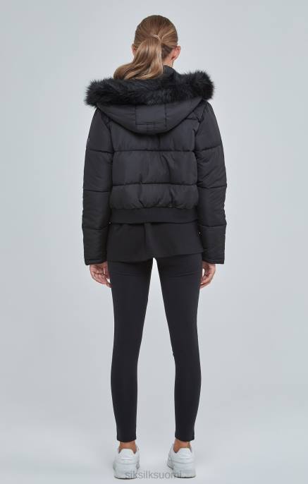 SikSilk musta leikattu parka naiset 6LR8127 vaatteet