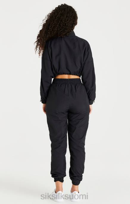 SikSilk musta leikattu rypytetty takki naiset 6LR8139 vaatteet