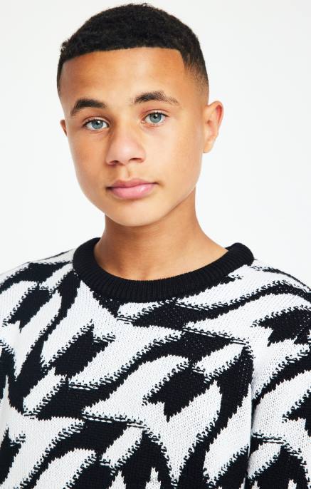 SikSilk x messi musta paksu neulepusero pojat 6LR8286 vaatteet