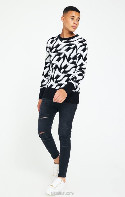 SikSilk x messi musta paksu neulepusero pojat 6LR8286 vaatteet