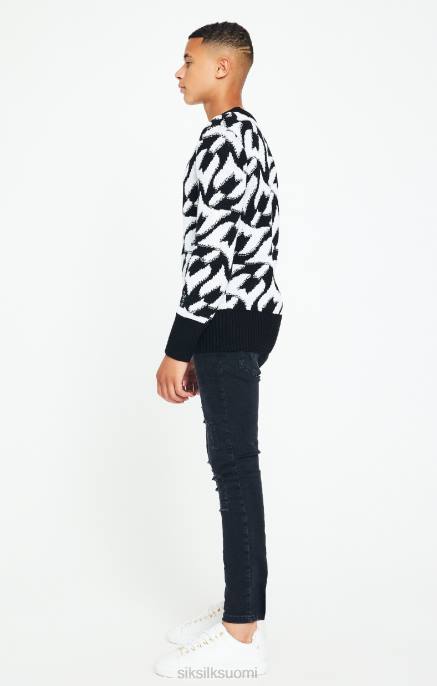 SikSilk x messi musta paksu neulepusero pojat 6LR8286 vaatteet