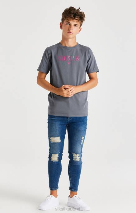 SikSilk harmaa merkkinen t-paita pojat 6LR8280 vaatteet