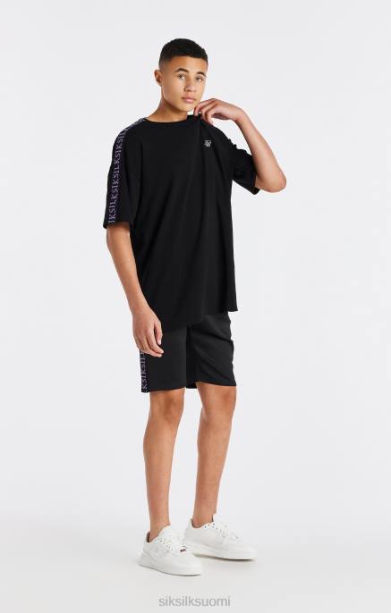SikSilk musta teipattu t-paita pojat 6LR8285 vaatteet