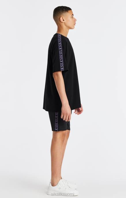 SikSilk musta teipattu t-paita pojat 6LR8285 vaatteet