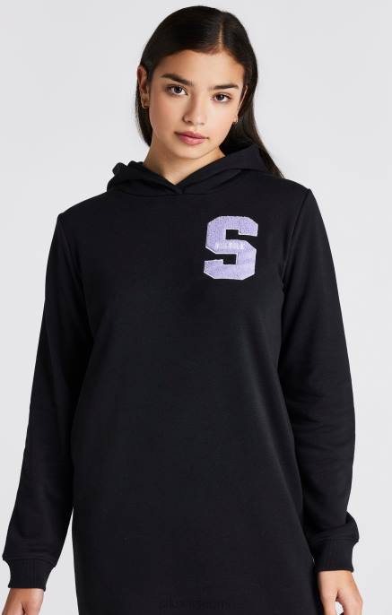 SikSilk musta yliopistologoinen hupparimekko tytöt 6LR8344 vaatteet